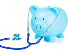 blue pig with medical equipment