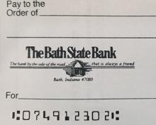 photo of a check with the routing number