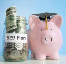 529 saving plan with money and piggy bank